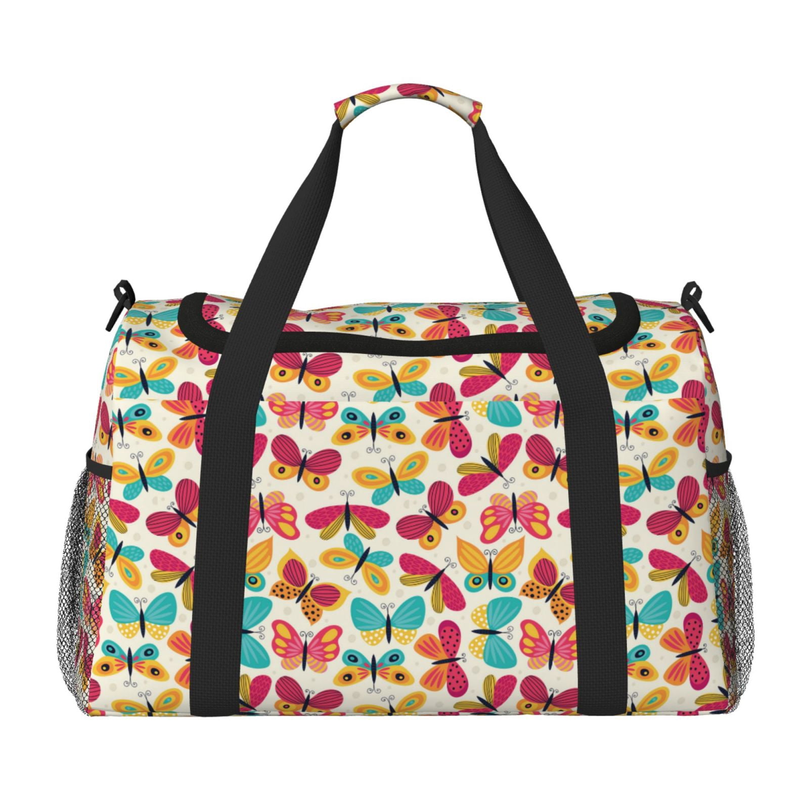 Fuzoiu Colorful Butterflies Print Travel Duffle Bag,Carry On Tote Bags,Duffel Bag,Sport Gym Bag, Hospital Bag for Labor and Delivery, Overnight Bag,Luggage Bag