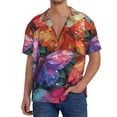 thumbnail image 1 of Fuzoiu Colorful Butterfly Cluster Print Men's Casual Short,Men's Short Sleeve Shirt,Mens Casual Button Down Shirts,Cuban Collar Summer Shirt for Beach, Vacation, and Outdoor Activities-Medium, 1 of 5