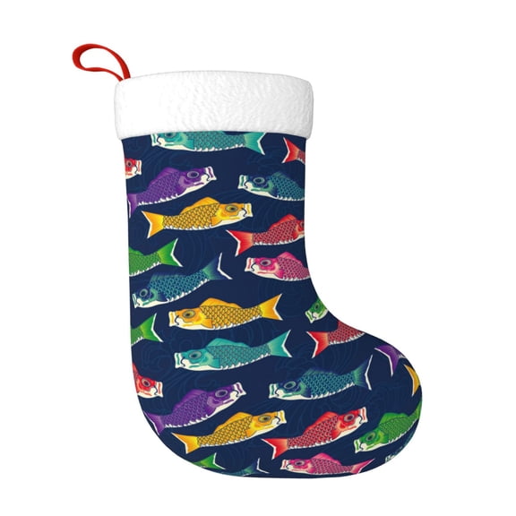 Fuzoiu Colorful Carp Streamer 1 Print Christmas Stockings, Party Supplies & Kids Gifts,Big Xmas Stockings Decoration for Family Decorations Hanging Ornament for Xmas Holiday Party