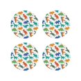 thumbnail image 1 of Fuzoiu Colorful Dinosaur Print Leather Coasters Set,Drink Coasters Set of 4,for Tabletop Protection, Durable PVC Coasters,Home Décor and Housewarming Gift-Round Shape, 1 of 6