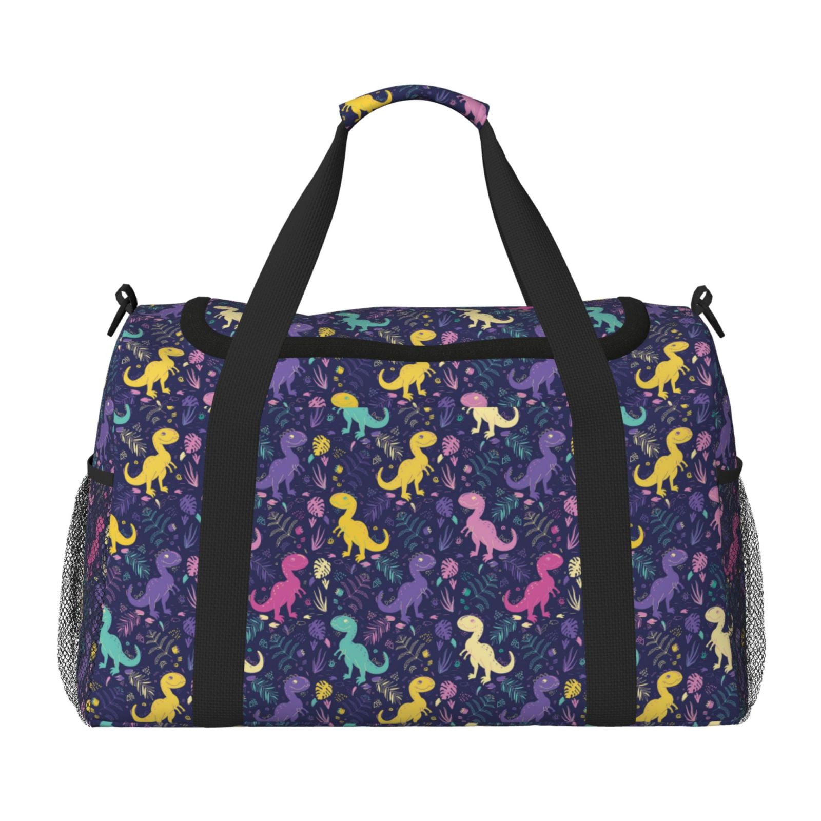 Fuzoiu Colorful Dinosaur Print Travel Duffle Bag,Carry On Tote Bags,Duffel Bag,Sport Gym Bag, Hospital Bag for Labor and Delivery, Overnight Bag,Luggage Bag