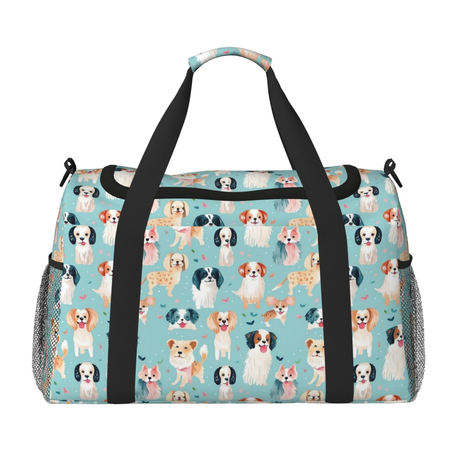 Fuzoiu Colorful Dog Print Travel Duffle Bag,Carry On Tote Bags,Duffel Bag,Sport Gym Bag, Hospital Bag for Labor and Delivery, Overnight Bag,Luggage Bag