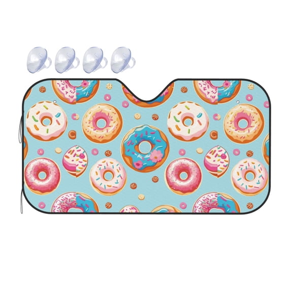Fuzoiu Colorful Donut Print Car Windshield Sunshade,Foldable Reflective Sun Visor,Windshield Sun Shade,UV Rays Sun Visor Shade,Auto Front Sun Shield Shade-Medium