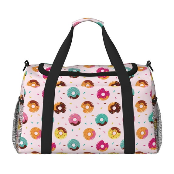 Fuzoiu Colorful Donuts Print Travel Duffle Bag,Carry On Tote Bags,Duffel Bag,Sport Gym Bag, Hospital Bag for Labor and Delivery, Overnight Bag,Luggage Bag