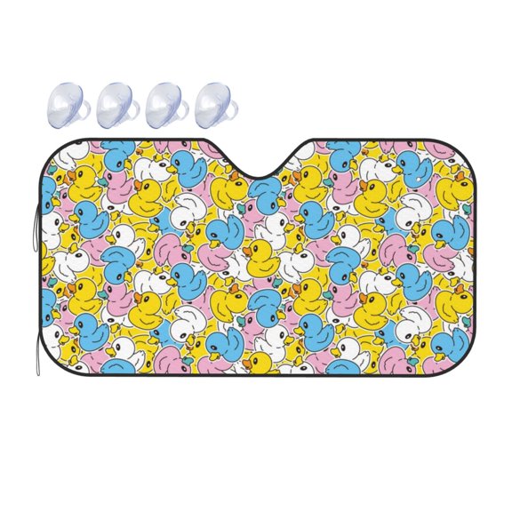 Fuzoiu Colorful Duck Print Car Windshield Sunshade,Foldable Reflective Sun Visor,Windshield Sun Shade,UV Rays Sun Visor Shade,Auto Front Sun Shield Shade-Small