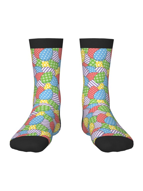 Colorful Easter eggs Print Kids Socks For Boys Girls,Grip Crew Socks with Non Slip,Lightweight Stretch Crew Socks,Toddlers Crew Boot Socks