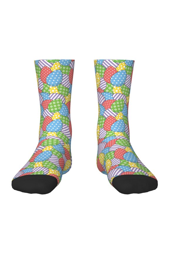 Colorful Easter eggs Print Kids Socks For Boys Girls,Grip Crew Socks with Non Slip,Lightweight Stretch Crew Socks,Toddlers Crew Boot Socks