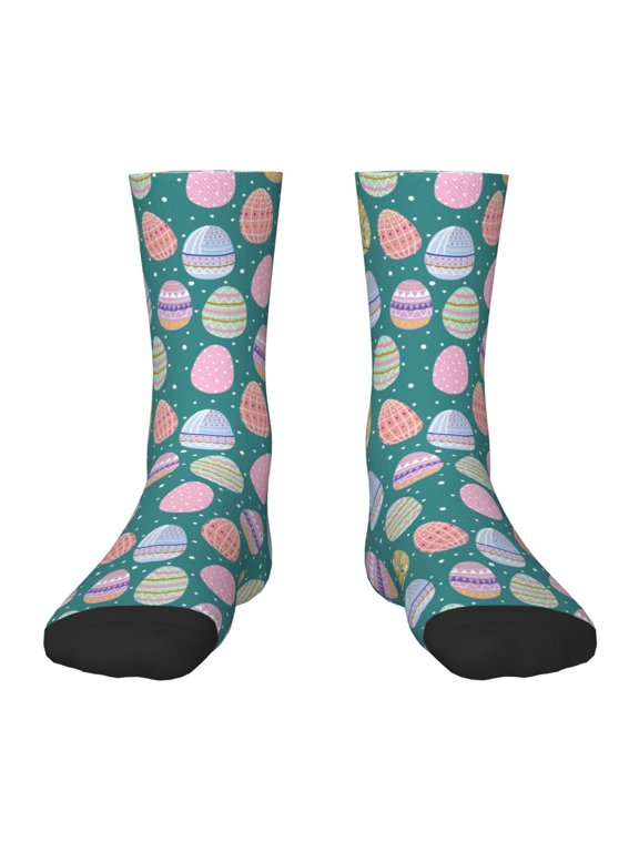 Colorful Easter eggs Print Kids Socks For Boys Girls,Grip Crew Socks with Non Slip,Lightweight Stretch Crew Socks,Toddlers Crew Boot Socks