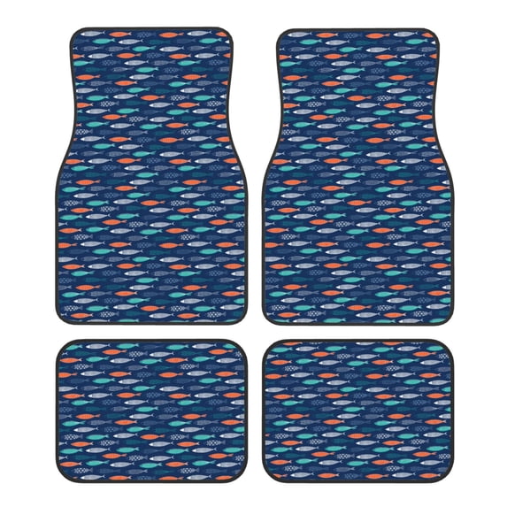 Fuzoiu Colorful Fish 3 Print Carpet Floor Mats for Car,Car Foot Mat Set,Universal Fit 4 Piece Mat Pad Set,Fits Most Cars Trucks Vans Sedans SUV Auto Carpet Mat Se