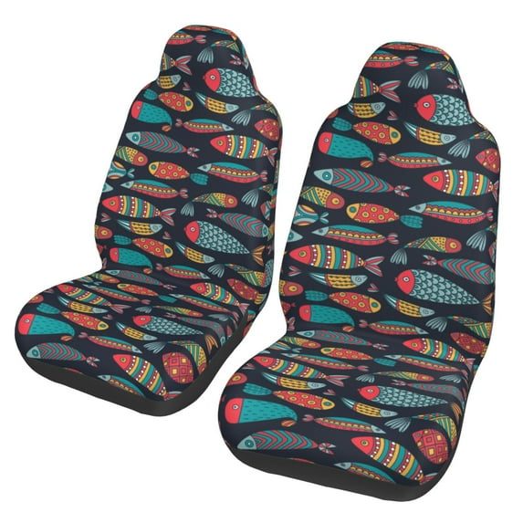 Fuzoiu Colorful Fish Print Seat Covers Set, Car Seat Covers Front Seats, Car Seat Protector, Car Seat Cushion, Seat Covers Carseat Cover Universal Fit for Most Cars