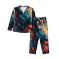 thumbnail image 1 of Fuzoiu Colorful Flower Goat Print Women's Long-Sleeved Pajama,Lounge Button Down Nightwear,Womens Notch Collar Pajama Set-X-Large, 1 of 7