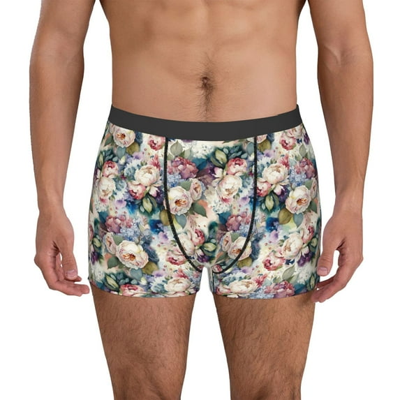 Fuzoiu Colorful Flowers Print Men's Ultra Breathable Underwear,No Riding Up Boxer Briefs with ComfortFlexible Waistband-XX-Large