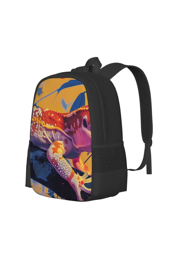 Colorful Gecko Jungle Art Print Large Capacity Backpack,Travel Backpack,Laptop Bag,College School Rucksack Bag,for School, Travel & Outdoor Activities