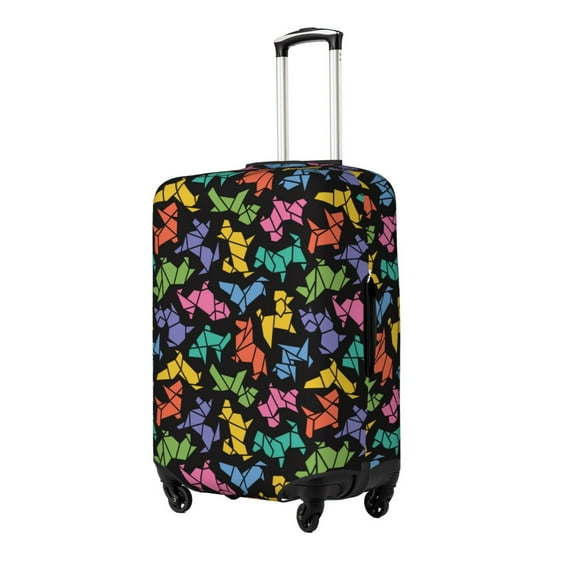 Fuzoiu Colorful Geometric Dog Print Suitcase Cover,Washable Luggage Covers for Suitcase,Elastic Luggage Protector Cover,Scratch Resistant Travel Suitcase Covers-Medium