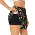 thumbnail image 1 of Fuzoiu Colorful Geometric Figures Print Women's Athletic Shorts, Double-Layer Running Shorts with Pocket,Women's Workout Shorts for Yoga, Gym, and Workouts-XX-Large, 1 of 7