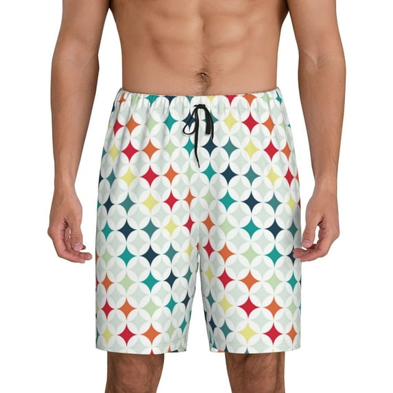 Fuzoiu Colorful Geometric Print Pajama Shorts for Men, Men's Pajama Bottoms,Mens Lounge Sleepwear,Pajama Pants with Pocket-4X-Large