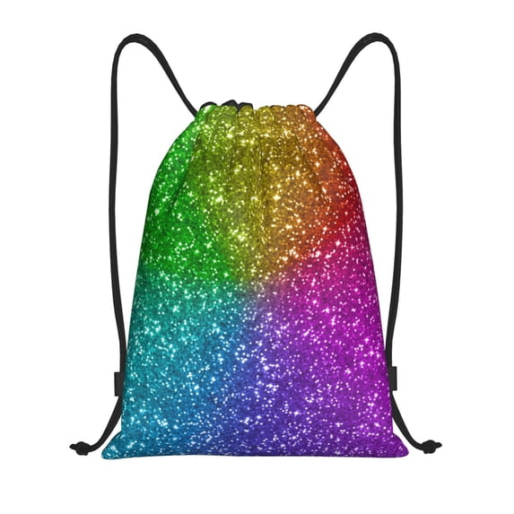 Fuzoiu Colorful Glitter Print Drawstring Backpack for Gym, Travel, Yoga,Sports Sackpack String Bag for Women Men-Medium