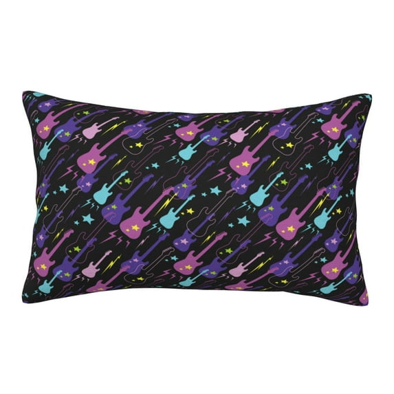 Fuzoiu Colorful Guitar Print Fuzzy Pillowcases, Super Soft Pillow Case Cover with Zipper for Bedroom, Sofa, Couch,Cozy Pillow Shams for All Seasons-20"x30"