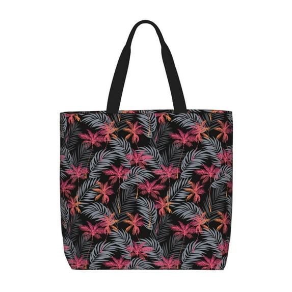 Fuzoiu Colorful Hawaii Palms Print Durable Tote Bag,Shoulder Bag with Zipper Closure,Casual Tote's Handbag,for Daily Use, Shopping, School, Work