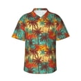 thumbnail image 1 of Fuzoiu Colorful Hawaii Palms Print Hawaiian Shirt for Men, Summer Beach Casual Short Sleeve Button Down Shirts, Men’s Beach Summer Shirts with Pocket,Medium, 1 of 7
