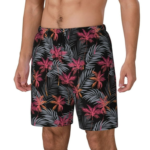Fuzoiu Colorful Hawaii Palms Print Men's Swim Shorts,Quick-Dry Double-Layer Swim Trunks,Board Trunks,Beach Shorts Swimwear Bathing Suits-X-Large