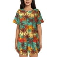thumbnail image 1 of Fuzoiu Colorful Hawaii Palms Print Women's Short-Sleeved Pajama Set,Lounge Sleepwear Set,Womens Pajama Sets 2 Piece,Button-Up Top and Shorts with Pockets-4X-Large, 1 of 7