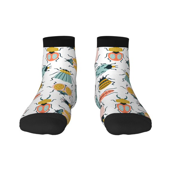 Fuzoiu Colorful Insects Print Adult Socks, Crew Moisture-wicking Socks, Unisex Cushion Crew Socks,Casual Sports Ankle Socks