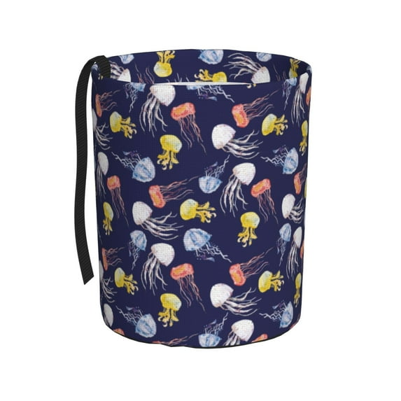 Fuzoiu Colorful Jellyfish Print Car Trash Can,Leakproof Car Trash Can,Hanging Garbage Bin,Vehicle Trash Can, Suitable for Sedans, SUVs, MPVs & Trucks