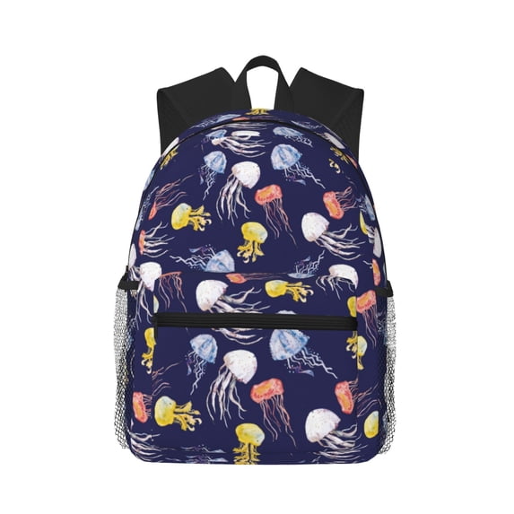 Fuzoiu Colorful Jellyfish Print School Backpack for Teens,Large Bookbag,Lightweight Laptop Bag for Travel, Work, School & Outdoor Adventures