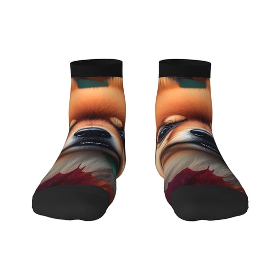 Fuzoiu Colorful Leaf Chihuahua Print Adult Socks, Crew Moisture-wicking Socks, Unisex Cushion Crew Socks,Casual Sports Ankle Socks