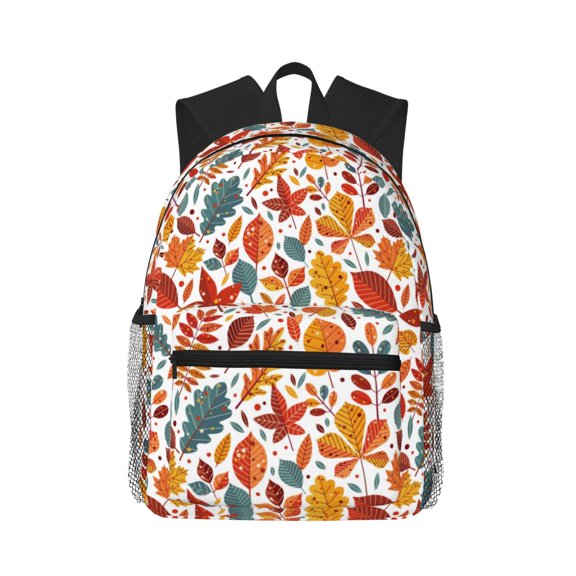 Fuzoiu Colorful Maple Leaves Print School Backpack for Teens,Large Bookbag,Lightweight Laptop Bag for Travel, Work, School & Outdoor Adventures