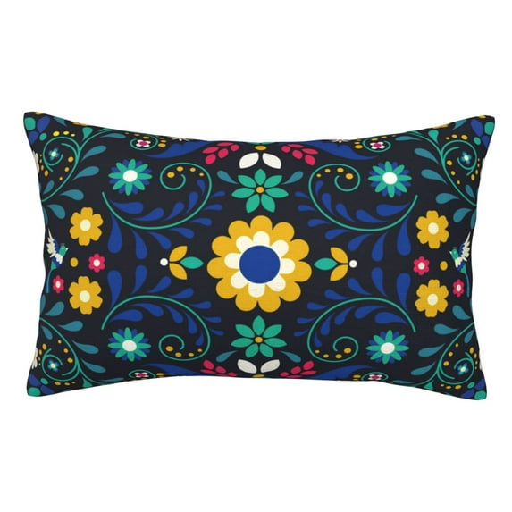 Fuzoiu Colorful Mexican Flower Print Pillow Case with Hidden Zipper,Pillow Covers,Soft and Comfortable Pillowcase-16"x24"