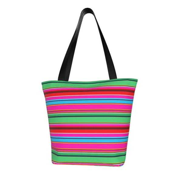 Fuzoiu Colorful Mexican Stripes Print Large Capacity Shoulder Bag for Women,Large Capacity Office Purse,Laptop Tote Bag,Casual Everyday Tote for Work Beach Travel and Shopping Grocery