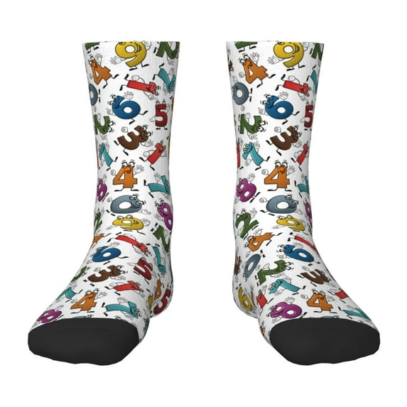 Fuzoiu Colorful Numbers Print Kids Socks For Boys Girls,Grip Crew Socks with Non Slip,Lightweight Stretch Crew Socks,Toddlers Crew Boot Socks