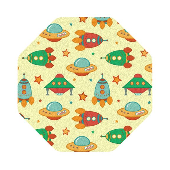 Fuzoiu Colorful Outer Space Print Leather Coasters Set,Drink Coasters Set of 6,for Tabletop Protection, Durable PVC Coasters,Home Décor and Housewarming Gift,Octagon