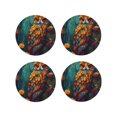 thumbnail image 1 of Fuzoiu Colorful Owl Forest Print Leather Coasters Set,Drink Coasters Set of 4,for Tabletop Protection, Durable PVC Coasters,Home Décor and Housewarming Gift-Round Shape, 1 of 6
