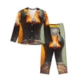 thumbnail image 1 of Fuzoiu Colorful Painted Duck Print Women's Long-Sleeved Pajama,Lounge Button Down Nightwear,Womens Notch Collar Pajama Set-Large, 1 of 7