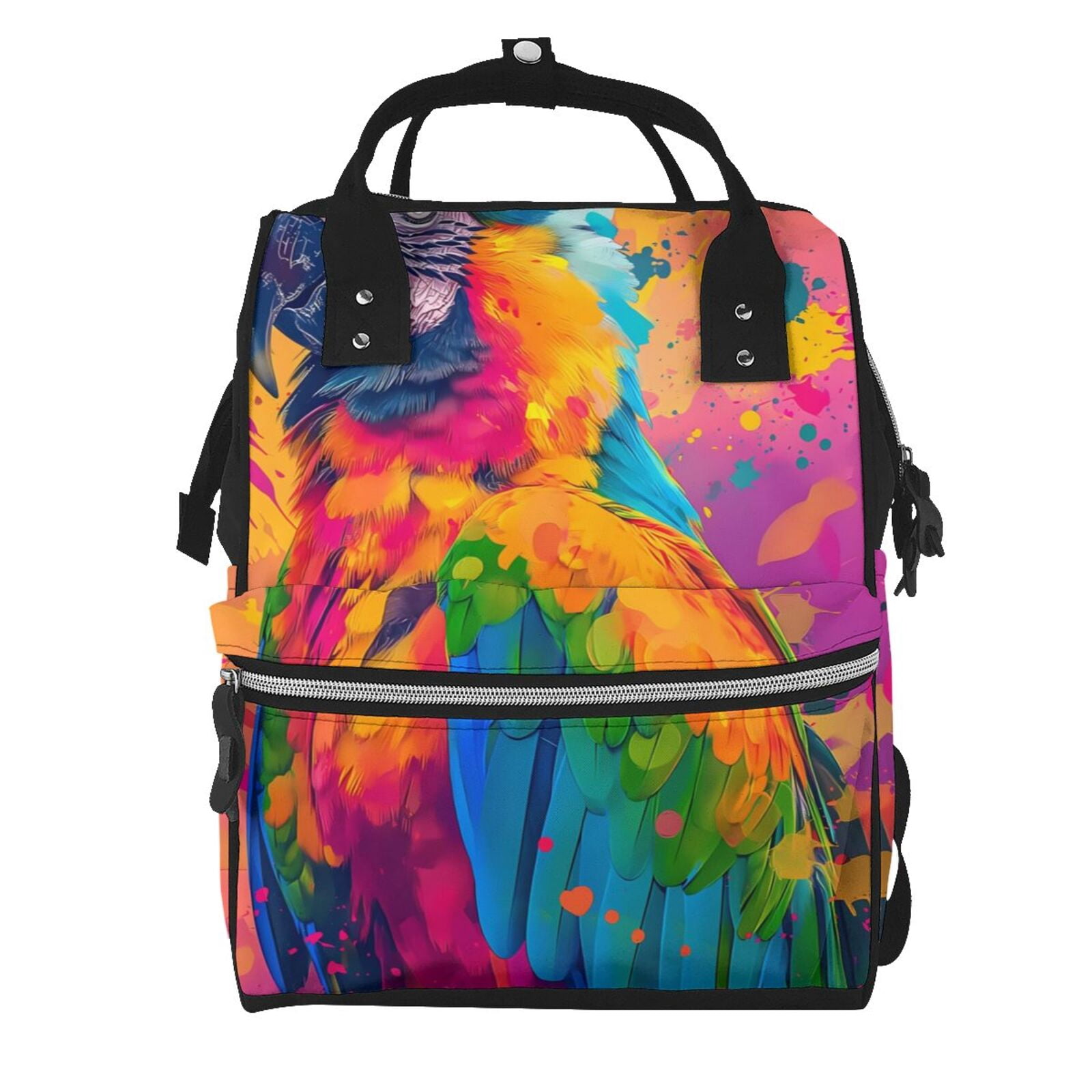 Fuzoiu Colorful Parrot Jungle Dream A Print Diaper Bag Backpack,Baby Essentials Travel Tote,Multi function Waterproof Diaper Bag, Travel Essentials Baby Bag - Unisex