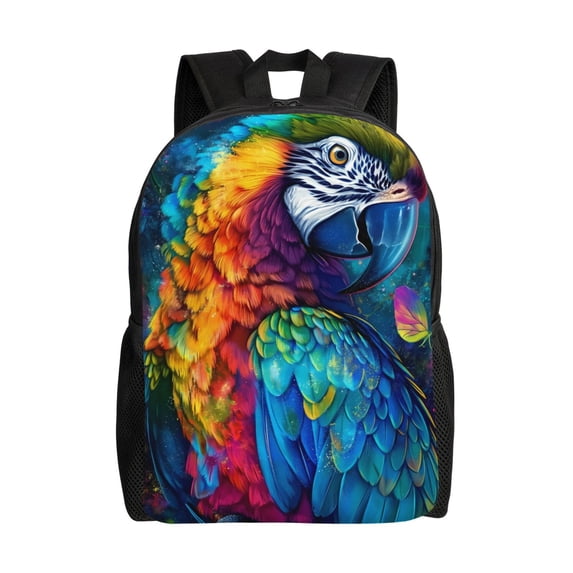 Fuzoiu Colorful Parrot Jungle Dream Print Laptop Backpack,Work Business Backpacks, Large Capacity Nurse Bag College Bookbag for School, Waterproof Casual Daypack for Travel