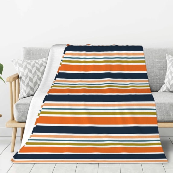 Fuzoiu Colorful Pastel Stripes Print Flannel Throw Blanket,Light Weight Warm Decorative,Throw Blanket Cover for Sofa, Couch, Bedroom,Travel-50"x40"
