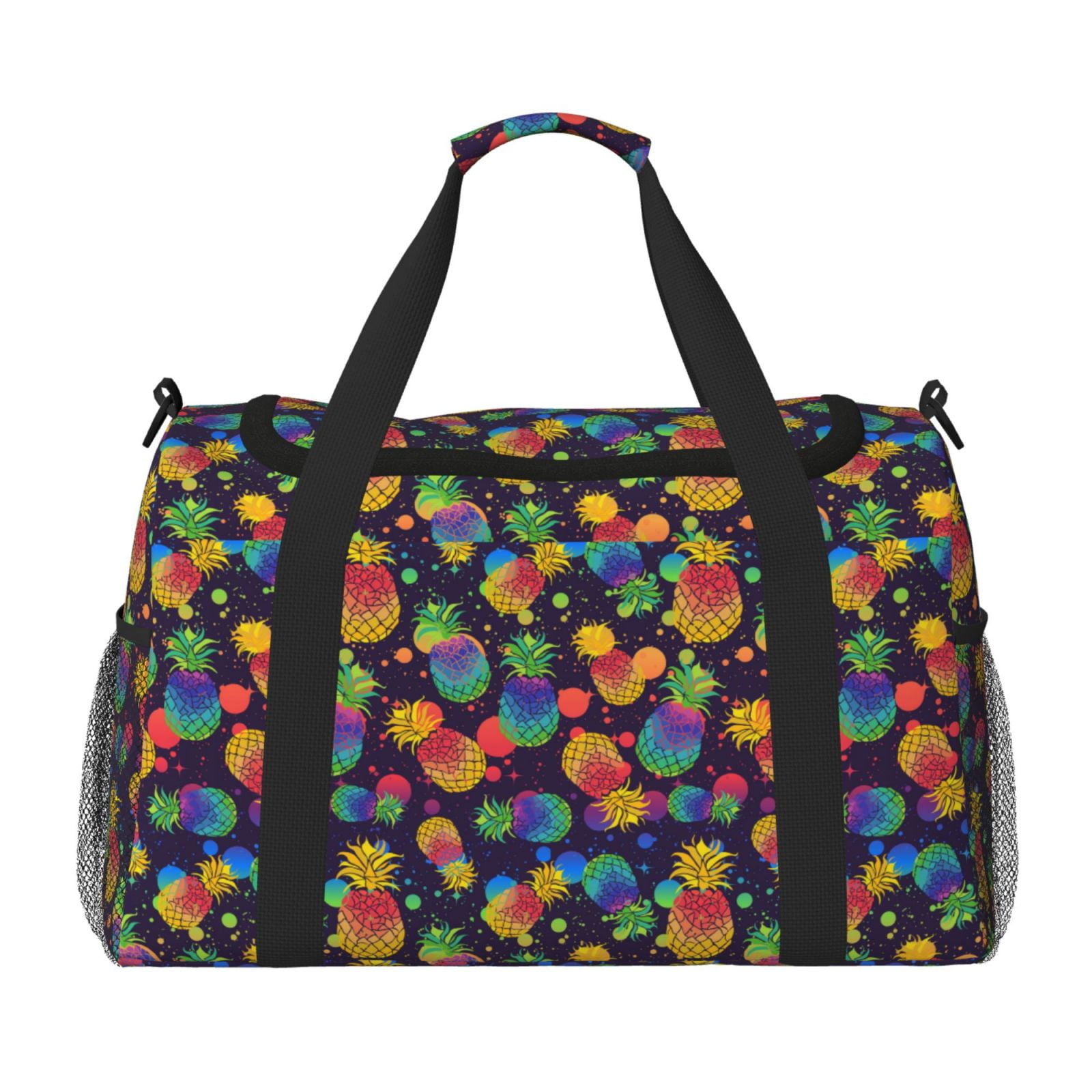 Fuzoiu Colorful Pineapples1 Print Travel Duffle Bag,Carry On Tote Bags,Duffel Bag,Sport Gym Bag, Hospital Bag for Labor and Delivery, Overnight Bag,Luggage Bag