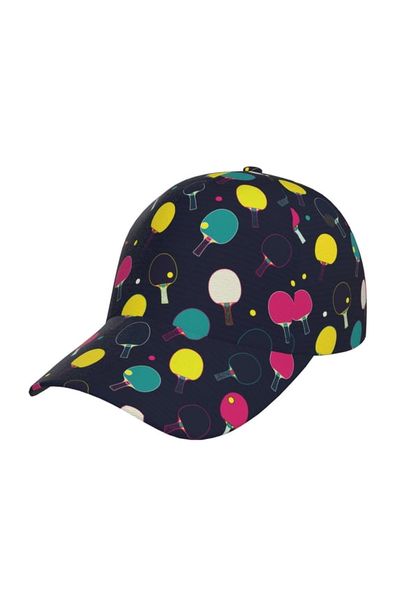 Colorful Ping Pong Rackets Print Adjustable Baseball Cap for Men and Women, Unisex Sports Hat, Sun Protection Hat for Running Workouts and Outdoor Activities All Seasons