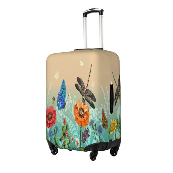 Fuzoiu Colorful Plants And Insects Print Suitcase Cover,Washable Luggage Covers for Suitcase,Elastic Luggage Protector Cover,Scratch Resistant Travel Suitcase Covers-X-Large