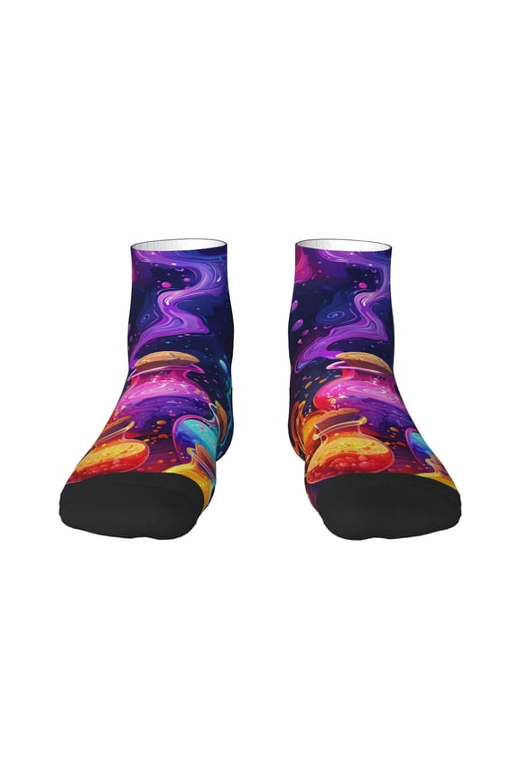 Colorful Potion Bottles Magic Print Adult Socks, Crew Moisture-wicking Socks, Unisex Cushion Crew Socks,Casual Sports Ankle Socks