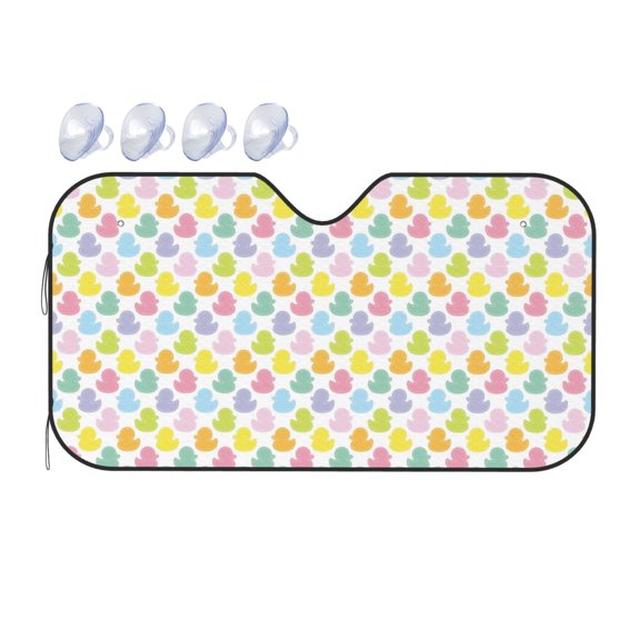 Fuzoiu Colorful Rubber Duck Print Car Windshield Sunshade,Foldable Reflective Sun Visor,Windshield Sun Shade,UV Rays Sun Visor Shade,Auto Front Sun Shield Shade-Medium