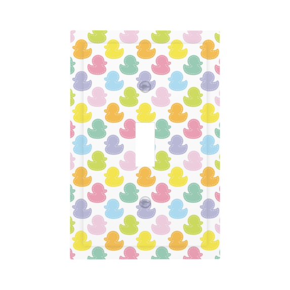 Fuzoiu Colorful Rubber Duck Print Single Duplex Outlet Cover Plate, Light Switch Cover, for Receptacle Light Switch, Switch Cover Decorative Wallplate-Style T