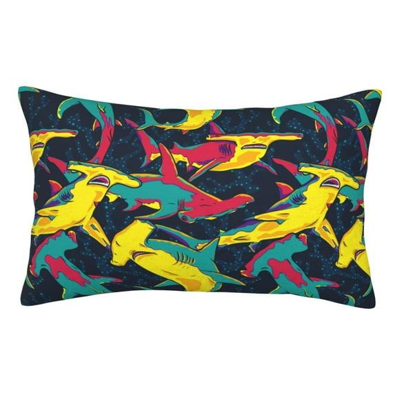 Fuzoiu Colorful Sharks Print Pillow Case with Hidden Zipper,Pillow Covers,Soft and Comfortable Pillowcase-14"x20"