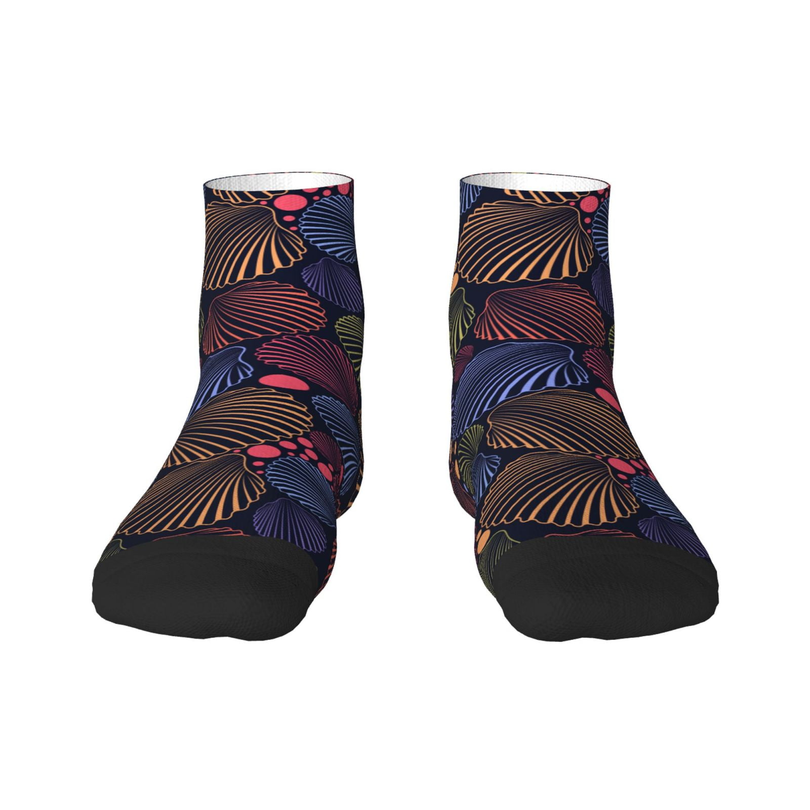 Fuzoiu Colorful Shells Print Adult Socks, Crew Moisture-wicking Socks ...