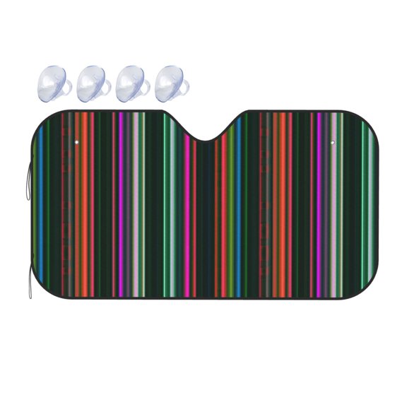 Fuzoiu Colorful Stripes Print Car Windshield Sunshade,Foldable Reflective Sun Visor,Windshield Sun Shade,UV Rays Sun Visor Shade,Auto Front Sun Shield Shade-Medium