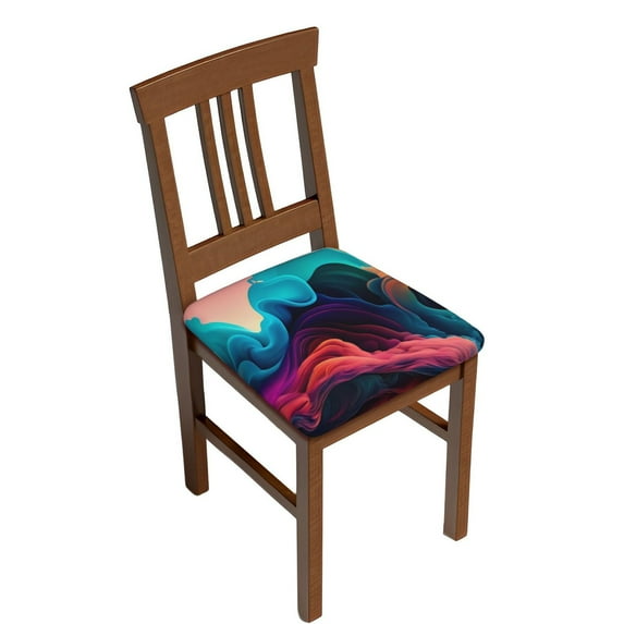 Fuzoiu Colorful Surreal Landscape Print Square Cushion Cover,Couch Cushion Covers, Stretch Seat Slipcover for Dining Chairs, Banquets, and Home Decor-Six Piece